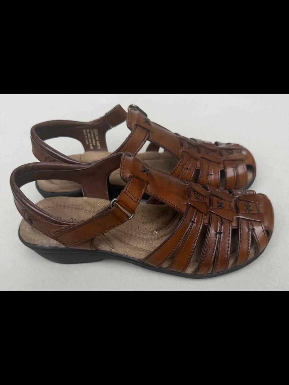 Women’s Brown Leather Hook-and-Loop Fisherman Sandals - Picture 5 of 5